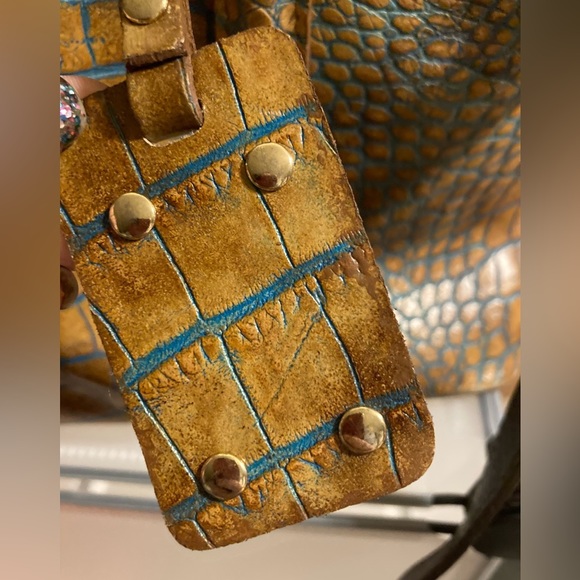 Valentina Italia Vintage Italian Crocodile Alligator Reptile Brown Purse Bag EUC - Picture 5 of 16